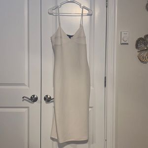 Forever 21 White/Cream Long Fitted Dress Size:XL